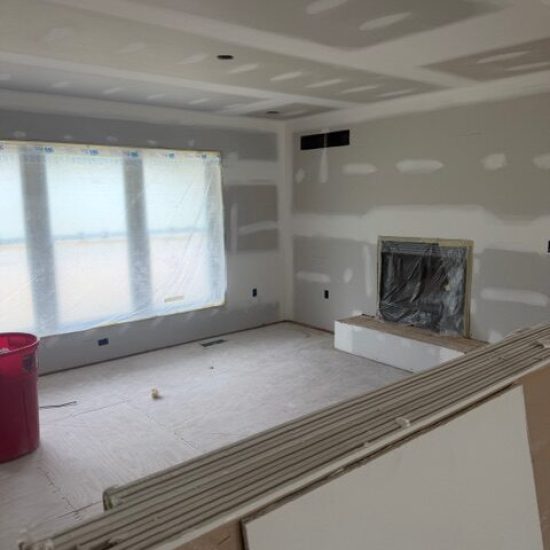 drywall a whole room with fireplace